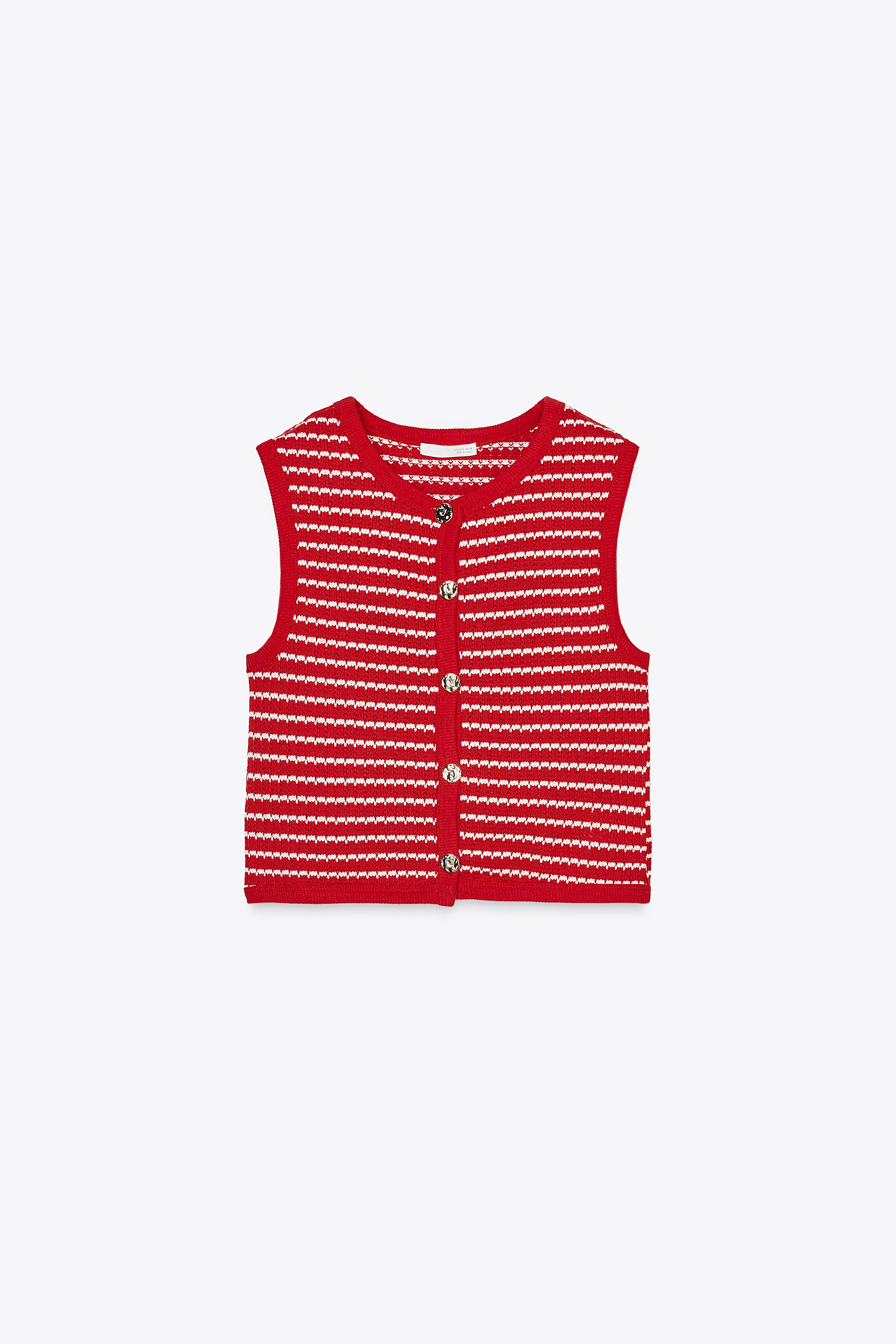 BUTTONED JACQUARD VEST TOP